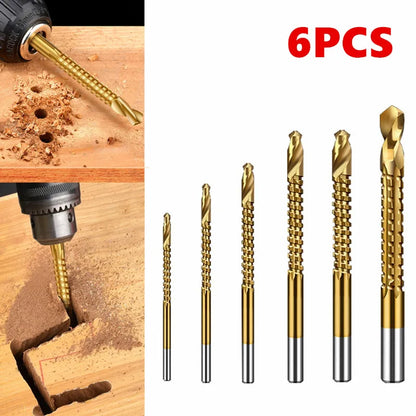 6-Piece Titanium-Coated HSS4241 Drill Bit Set – 3–8mm