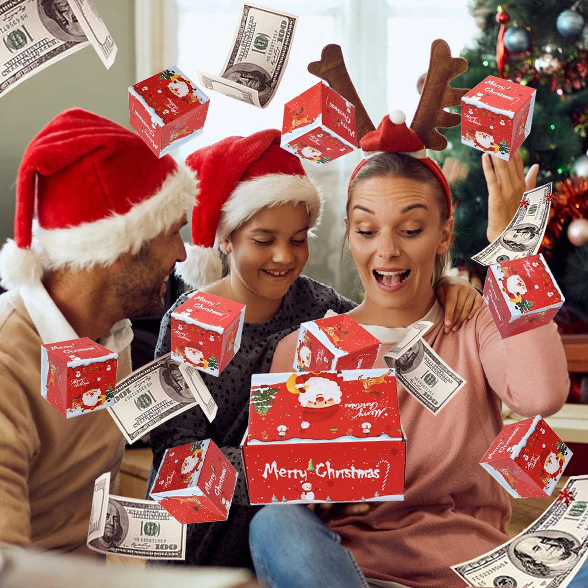 Christmas Gift Box DIY Folding Surprise Gift Box Money Pop Up Merry Christmas Surprise Gift Box Christmas New Year Gift