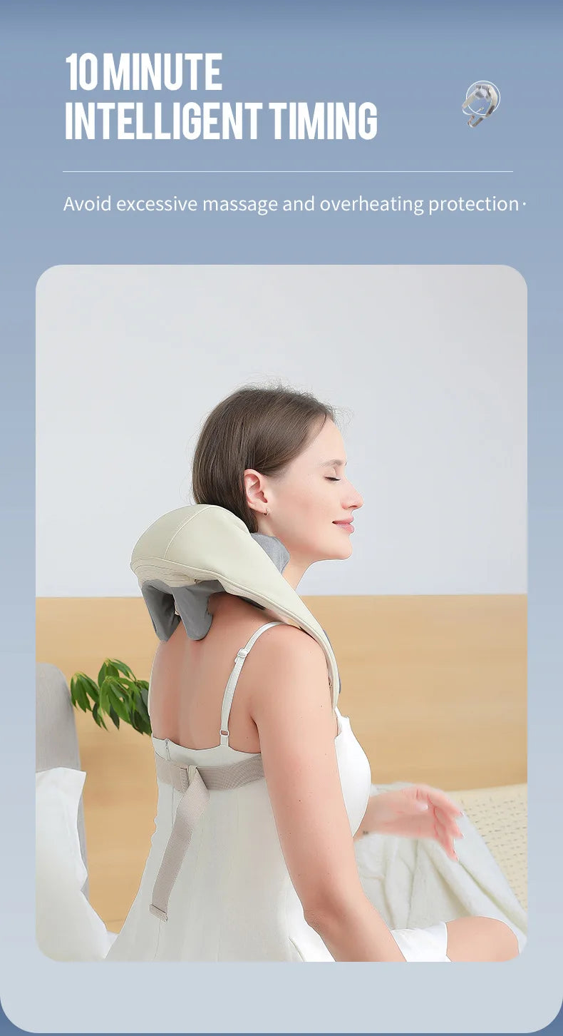 Wireless Neck and Back Massager with Heat and Kneading Technology