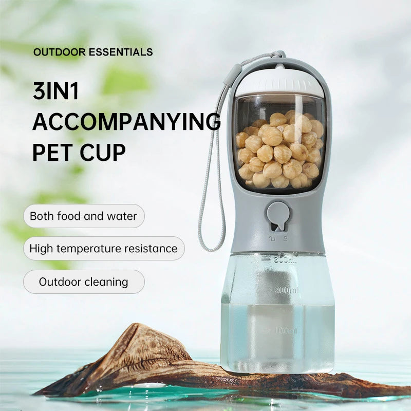 All-in-One Dog Travel Kit — Water, Food & Waste Bags in One Bottle