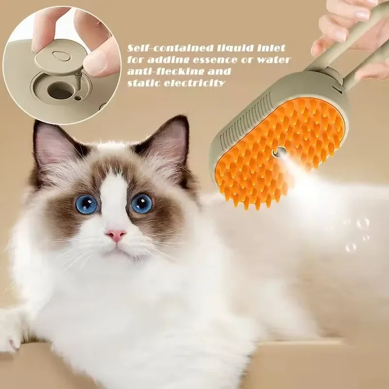 4-in-1 Steam Brush for Dogs and Cats - Pet Grooming & Hair Removal Tool