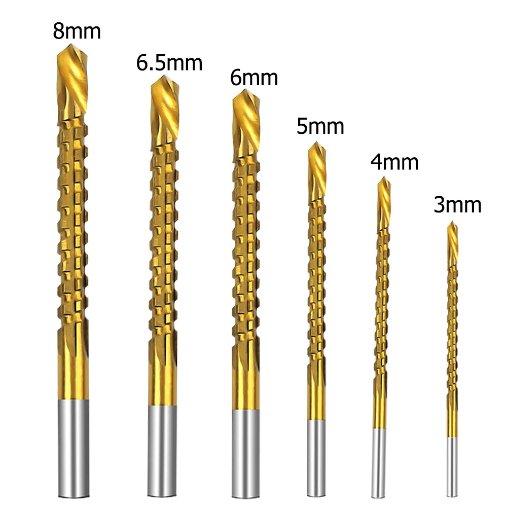 6-Piece Titanium-Coated HSS4241 Drill Bit Set – 3–8mm