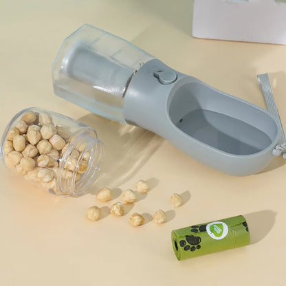All-in-One Dog Travel Kit — Water, Food & Waste Bags in One Bottle