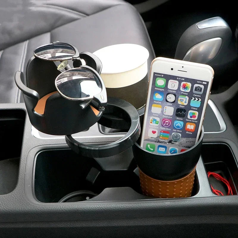 Car Cup Holder Expander – 360° Rotating Multi-Layer Organizer for Drinks & Essentials