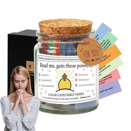 Colorful Bible Verse Jar – Daily Christian Inspiration in a Glass Keepsake