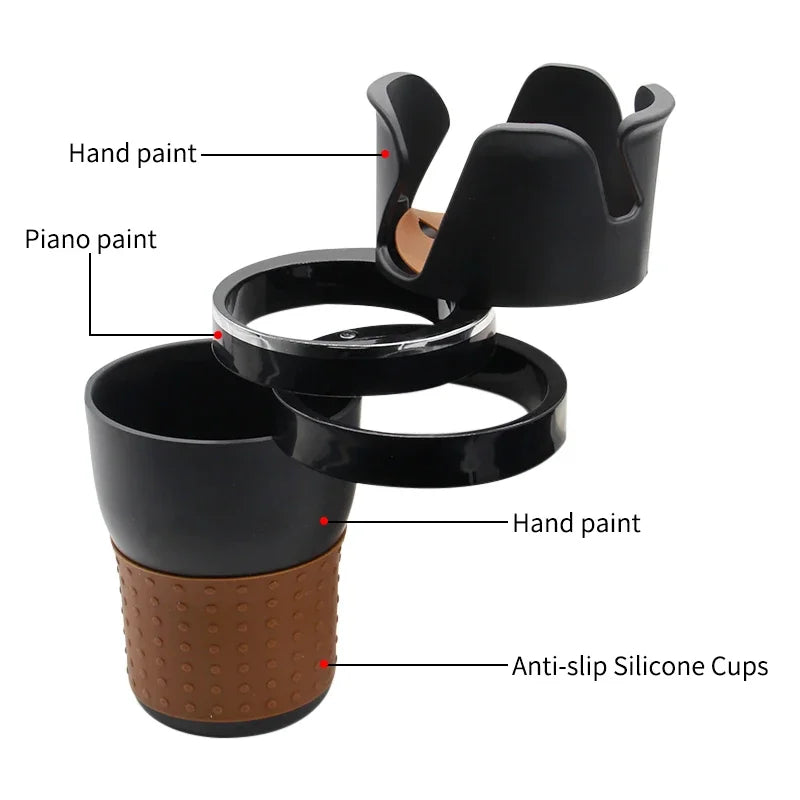 Car Cup Holder Expander – 360° Rotating Multi-Layer Organizer for Drinks & Essentials