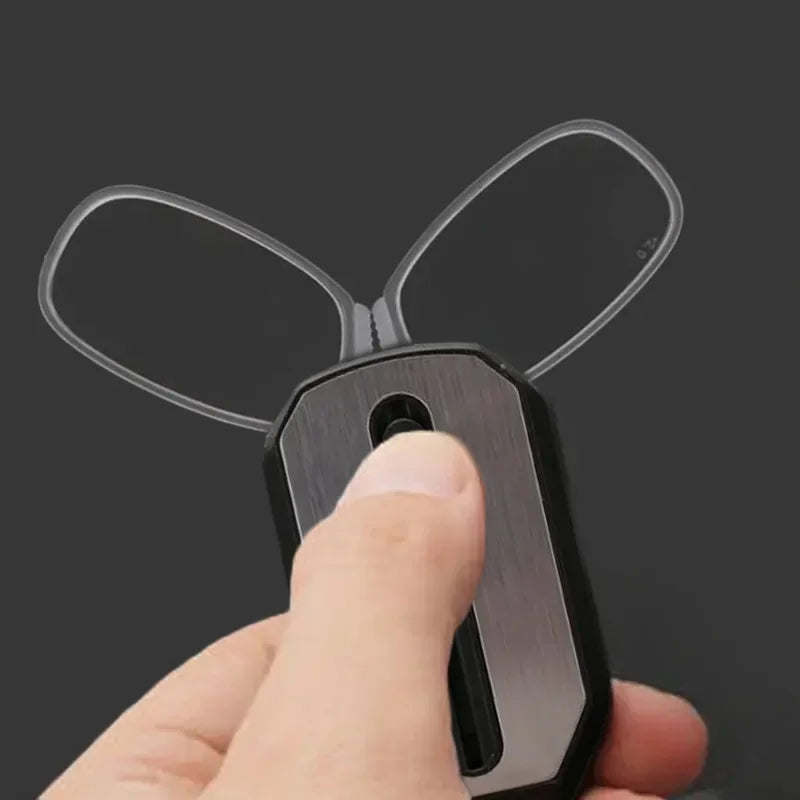 Portable Folding Nose Clip Reading Glasses with Keychain