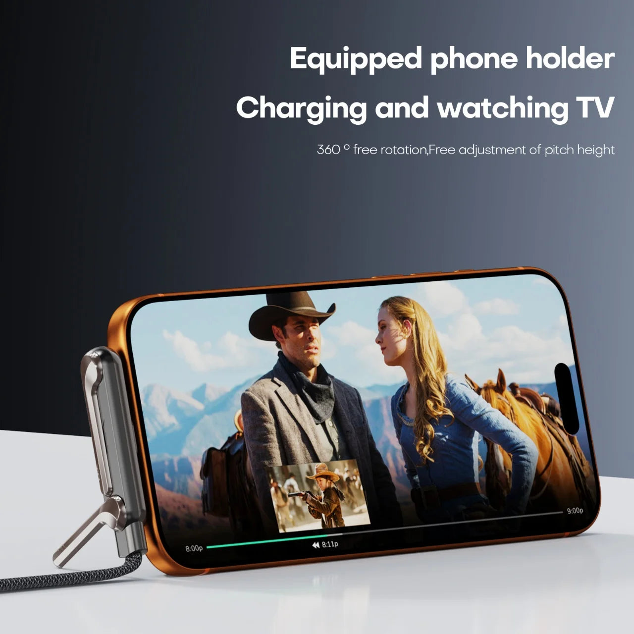 Fast Charging Cable with Foldable Phone Stand – 2-in-1 Design