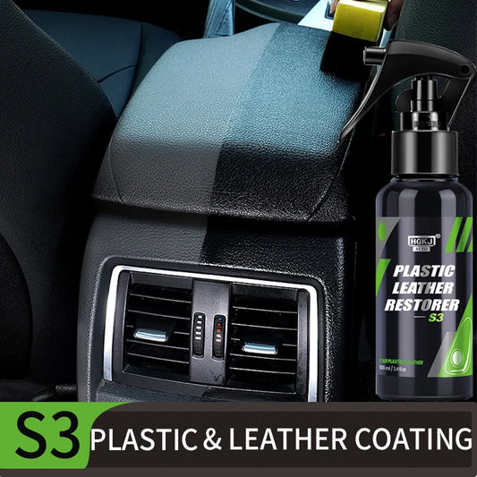 Car Plastic & Leather Restorer – Non-Greasy, UV-Protective Shine for Interiors