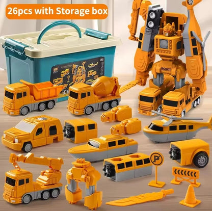 Magnetic Transforming Robot & Engineering Car Set for Kids