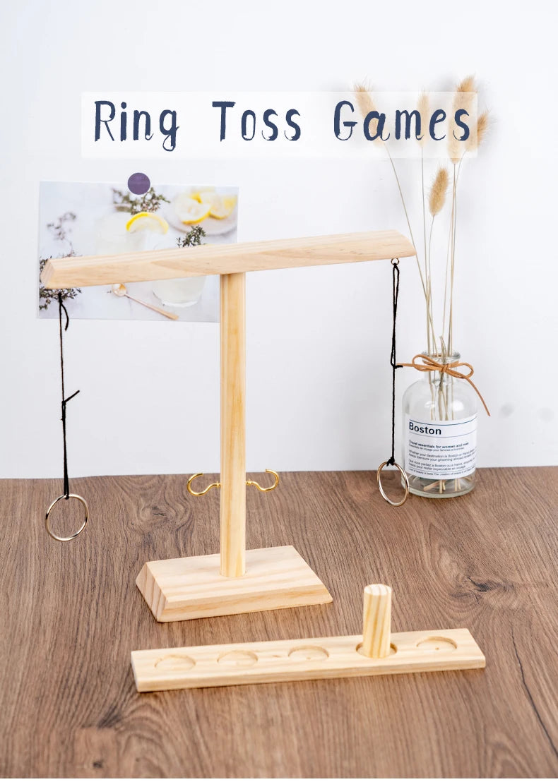 Handmade Wooden Hook and Ring Toss Game - Fun for Indoors and Outdoors