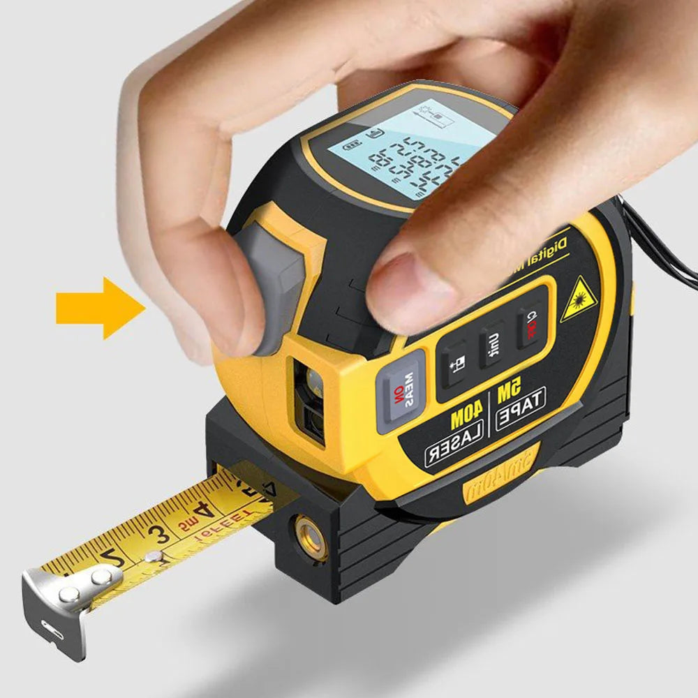 3-in-1 Digital Laser Measuring Tool with 5M/16ft Tape & Cross-Line Projection