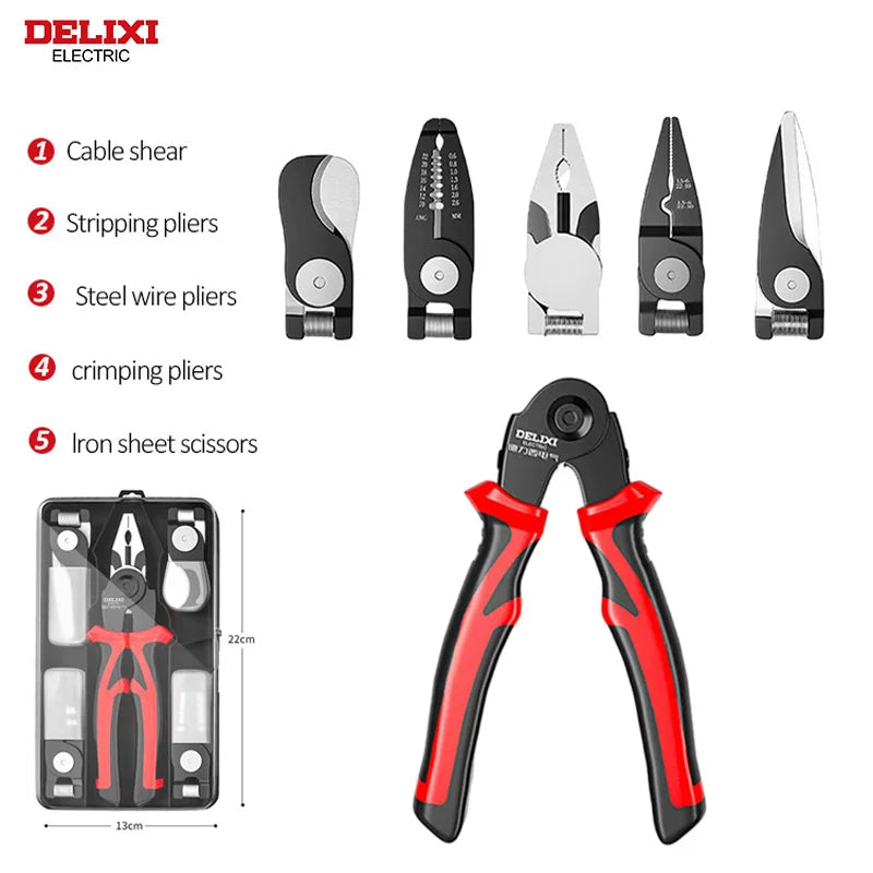 5-in-1 Multifunctional Pliers Set with Interchangeable Heads