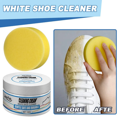 White Shoe Cleaning Cream with Sponge – Instant Stain Remover