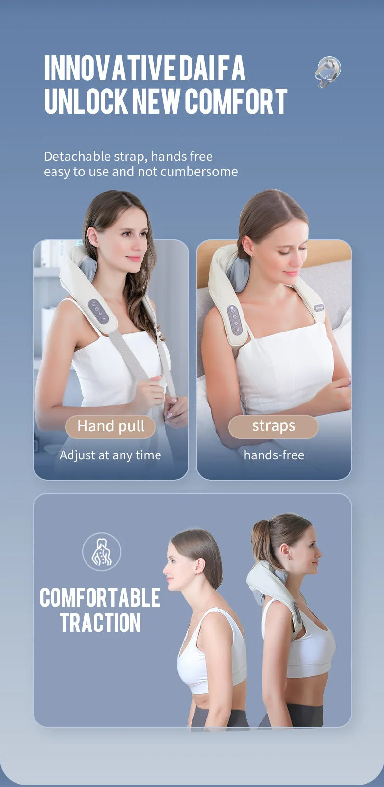 Wireless Neck and Back Massager with Heat and Kneading Technology