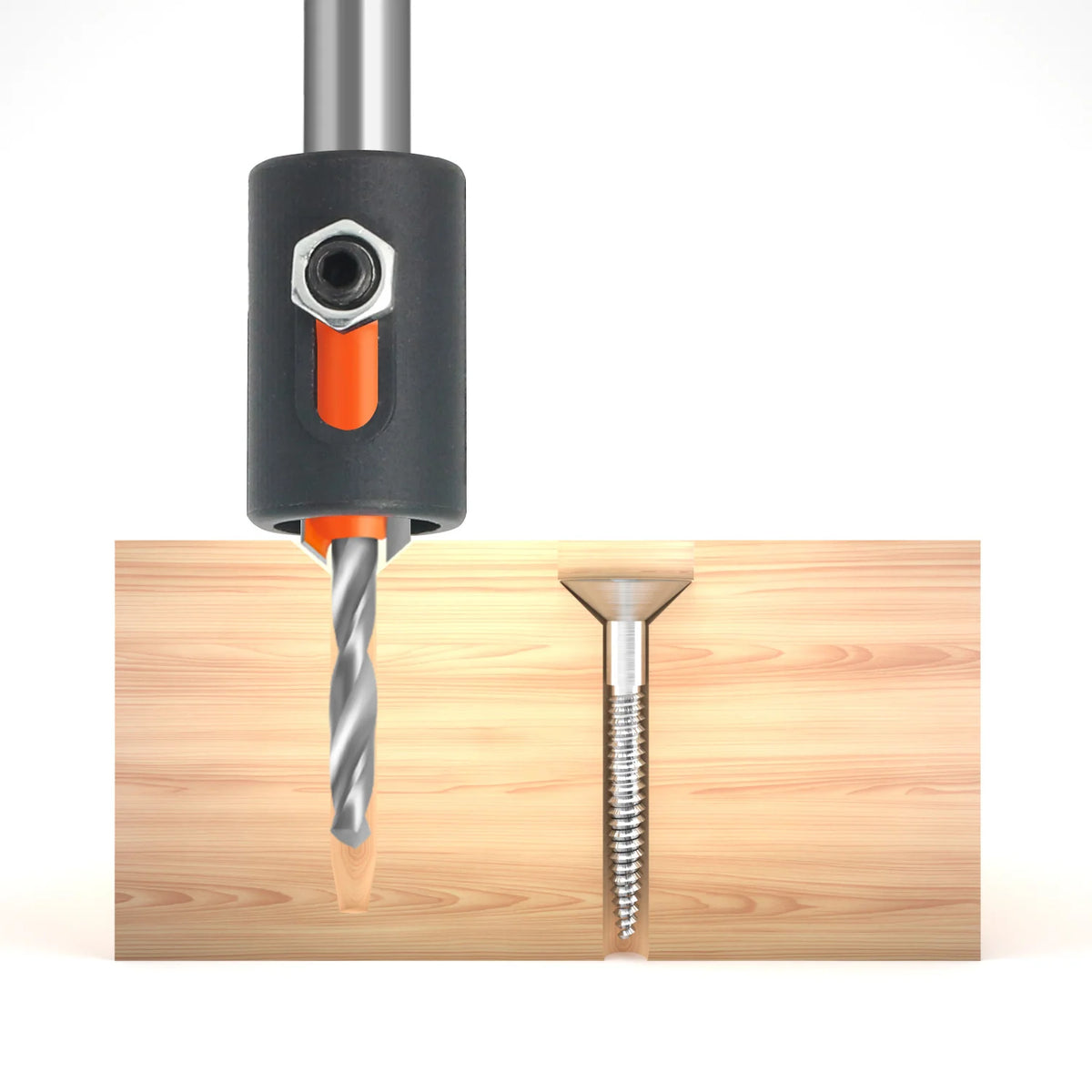 5-Piece Countersink Drill Bit Set – Adjustable Depth Stop for Woodworking