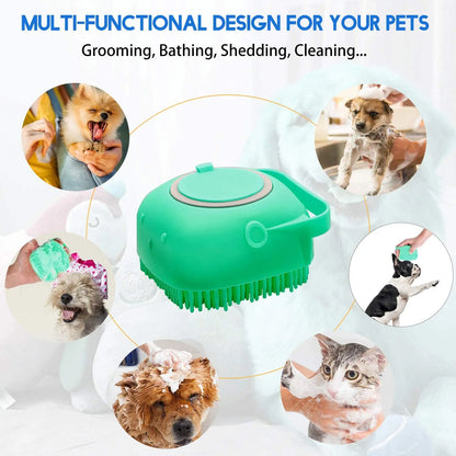 2-in-1 Silicone Pet Shampoo Brush & Grooming Scrubber