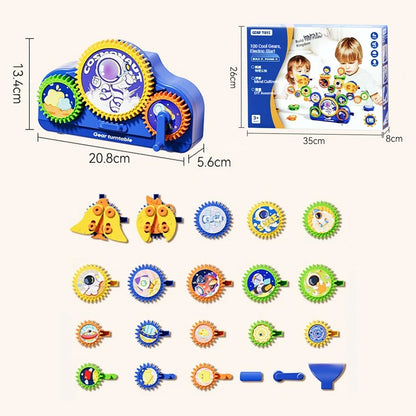 Electric Gear Building Set for Kids – 3D Rotating STEM Construction Toy