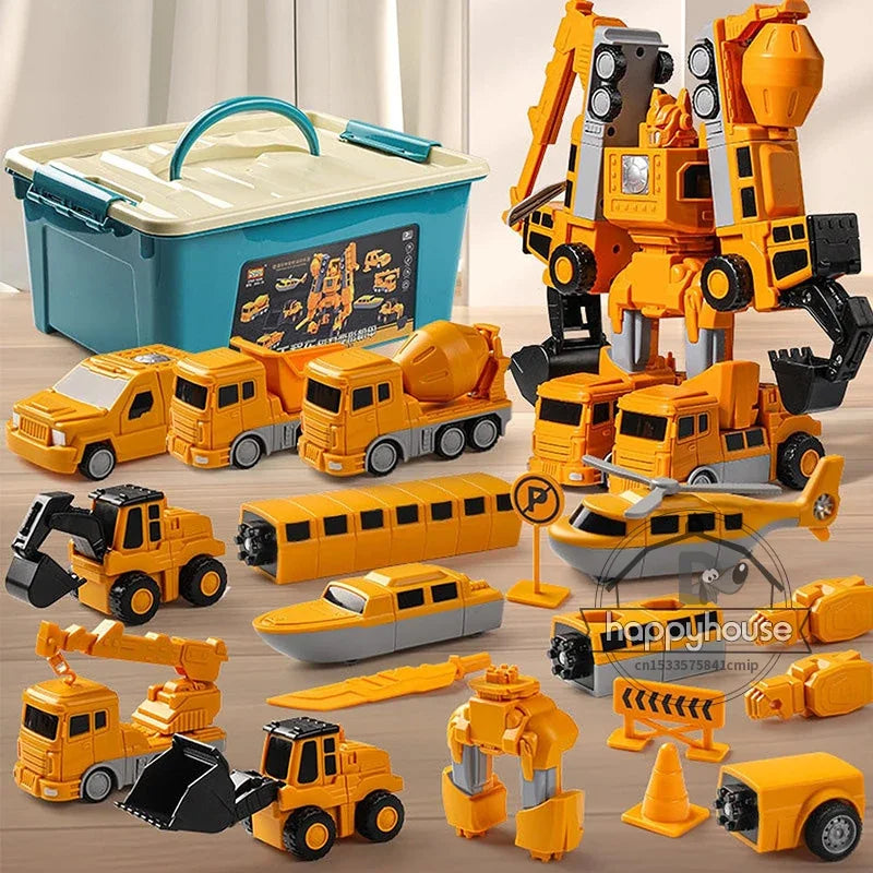 Magnetic Transforming Robot & Engineering Car Set for Kids