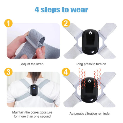 Smart Posture Corrector with Vibration Reminder – Adjustable Back Support for Adults & Kids