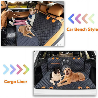 Waterproof Dog Car Seat Cover with Mesh Window & Side Zipper