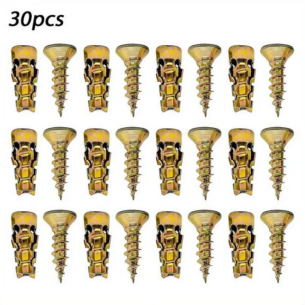 Short Expansion Screw Set – Metal Anchors for Cabinet Hinge Repair