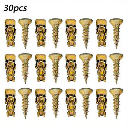 Short Expansion Screw Set – Metal Anchors for Cabinet Hinge Repair