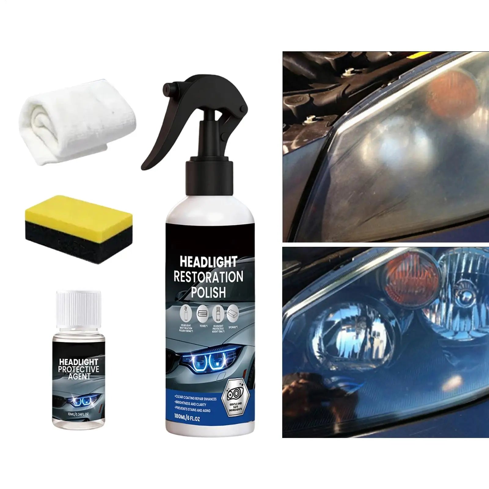 Restore Headlights in Minutes — Crystal Clear Lens Kit