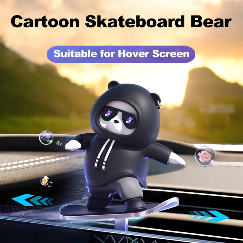 Sliding Skateboard Bear Car Dashboard Ornament