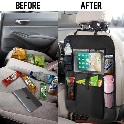 Car Backseat Organizer with Tablet Holder – Waterproof Seat Protector & Storage for Kids Travel