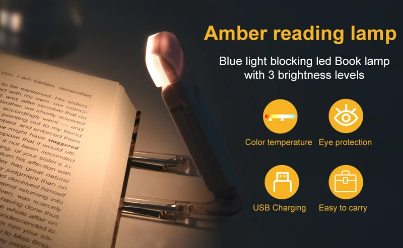 Ultra-Compact USB Rechargeable Book Light with Adjustable Brightness