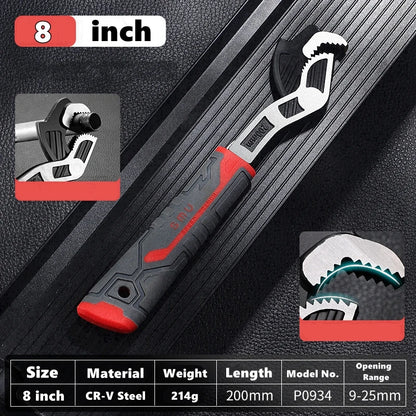Self-Locking Adjustable Plumber Wrench – CR-V Steel (6 / 8 / 10 / 12 inch)