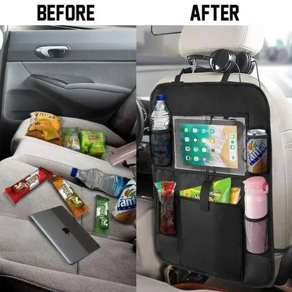 Car Backseat Organizer with Tablet Holder – Waterproof Seat Protector & Storage for Kids Travel