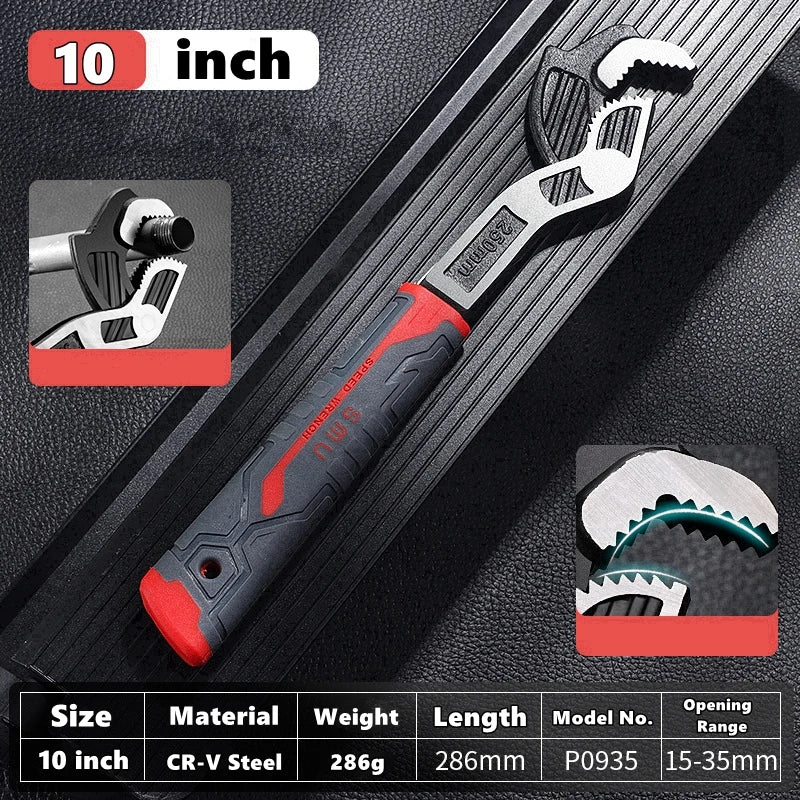Self-Locking Adjustable Plumber Wrench – CR-V Steel (6 / 8 / 10 / 12 inch)