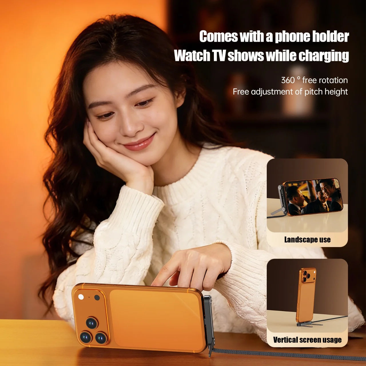 Fast Charging Cable with Foldable Phone Stand – 2-in-1 Design