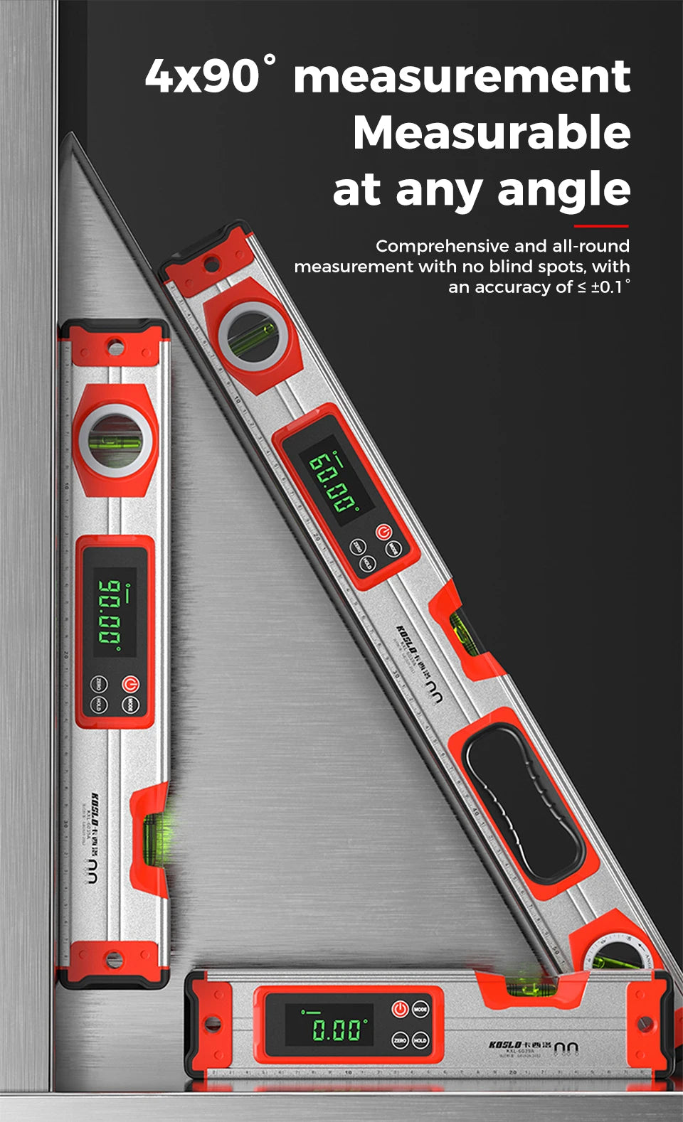 Pro Digital Magnetic Spirit Level – LED Angle Finder(20/30/40 cm | 8″/12″/16″)