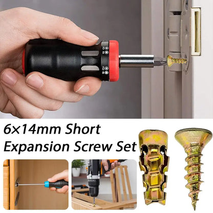Short Expansion Screw Set – Metal Anchors for Cabinet Hinge Repair