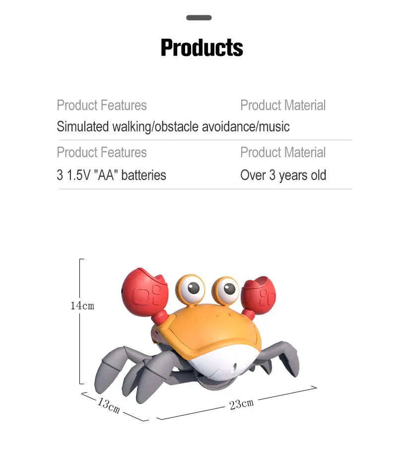 Interactive Crawling Crab Toy with Music and Obstacle Avoidance