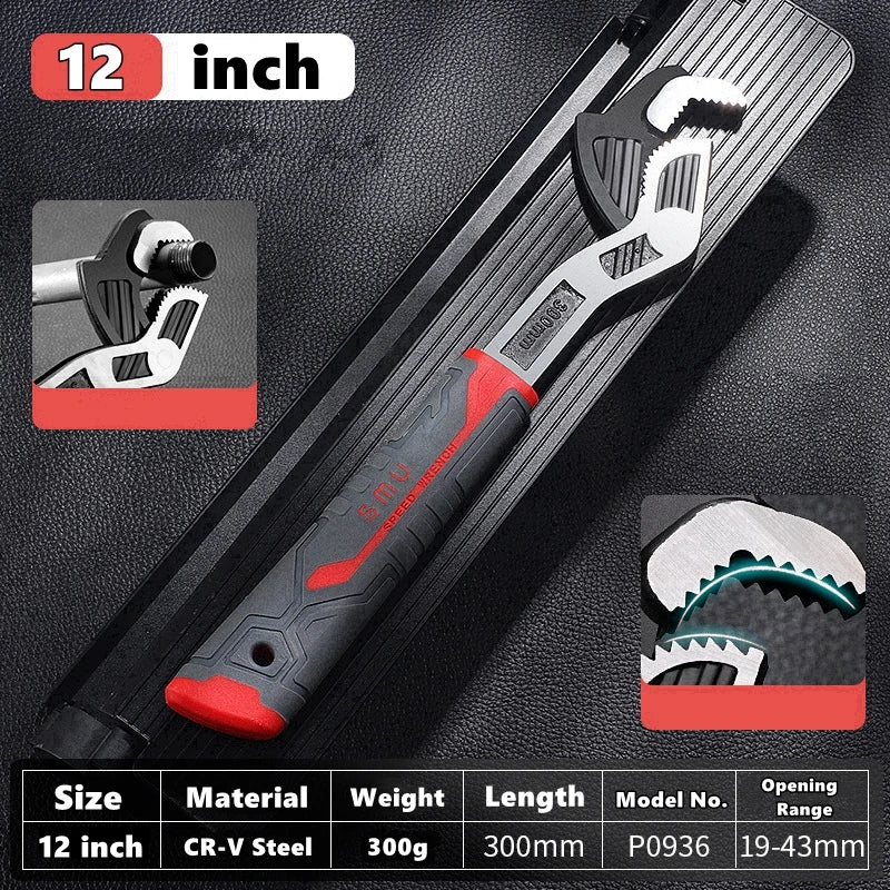 Self-Locking Adjustable Plumber Wrench – CR-V Steel (6 / 8 / 10 / 12 inch)