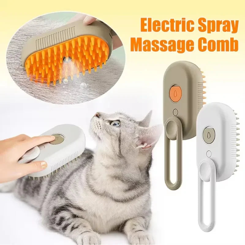 4-in-1 Steam Brush for Dogs and Cats - Pet Grooming & Hair Removal Tool