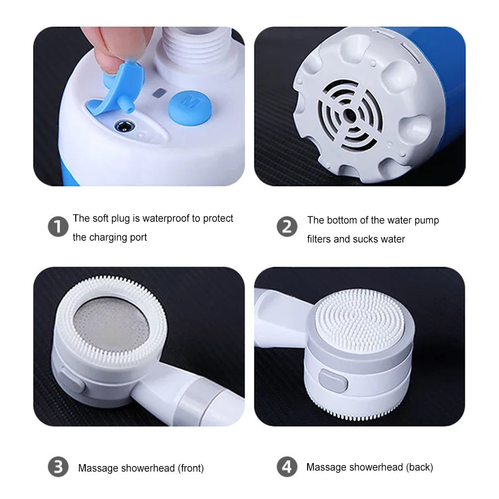 Portable Rechargeable Camping Shower Pump – Digital Display 6000mAh Outdoor Shower System
