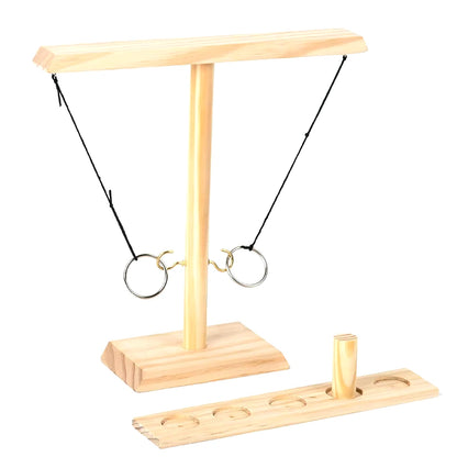 Handmade Wooden Hook and Ring Toss Game - Fun for Indoors and Outdoors