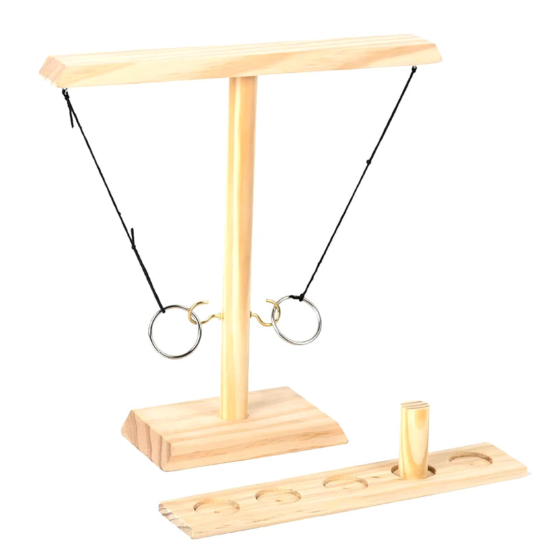 Handmade Wooden Hook and Ring Toss Game - Fun for Indoors and Outdoors