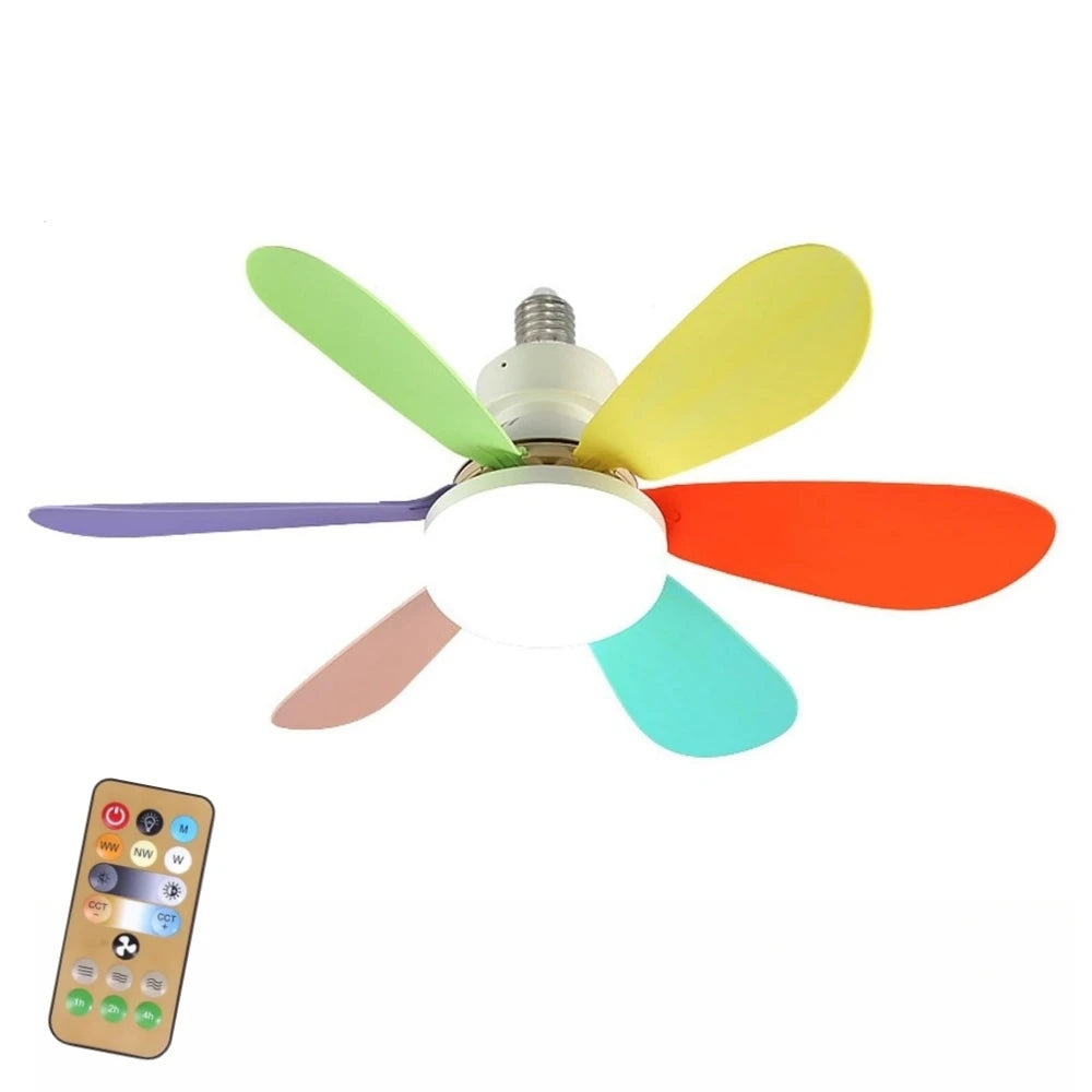 LED Fan Lamp with Remote Control - Modern Flower Design for Lighting and Cooling