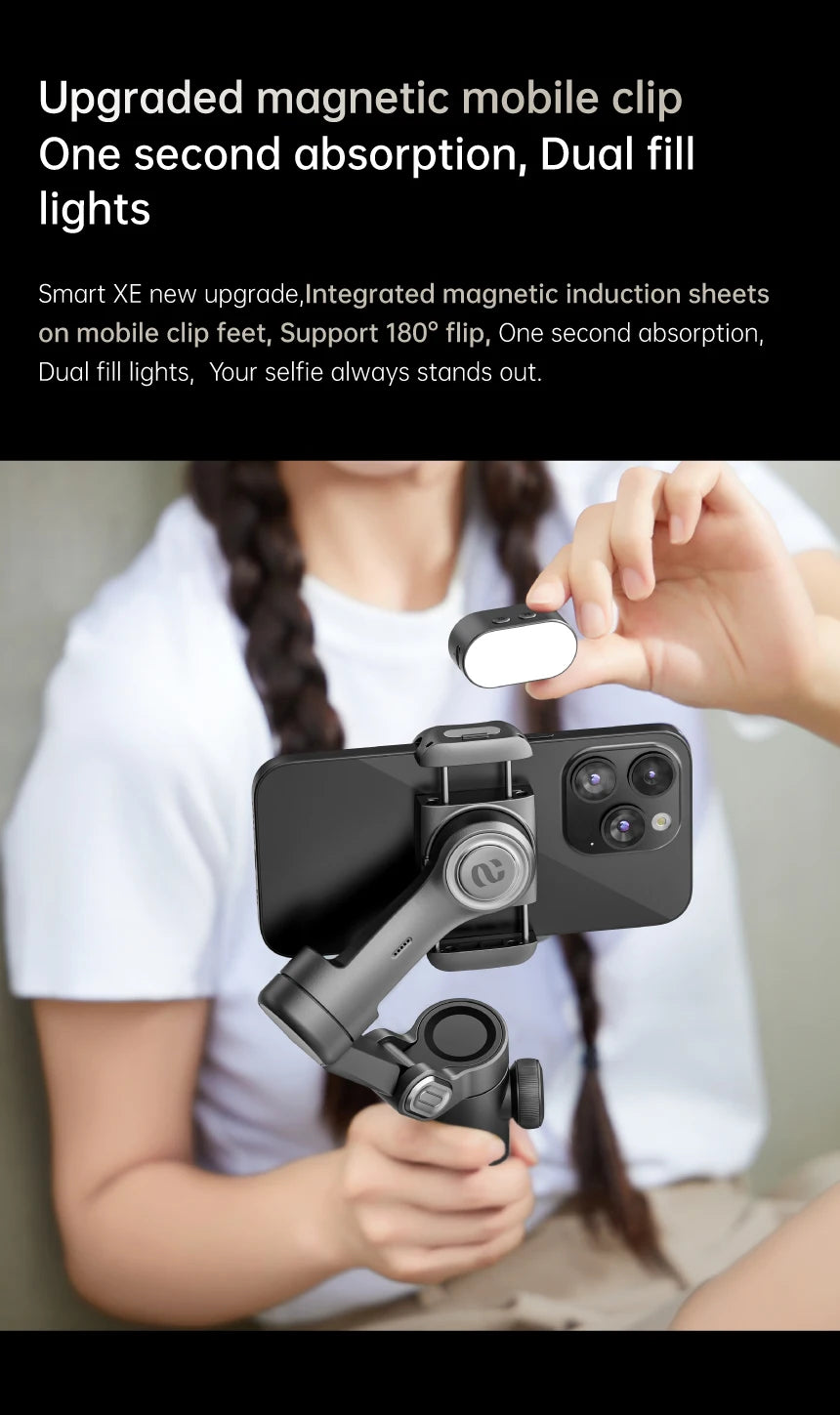 3-Axis Smartphone Gimbal Stabilizer with Fill Light