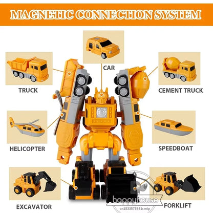 Magnetic Transforming Robot & Engineering Car Set for Kids