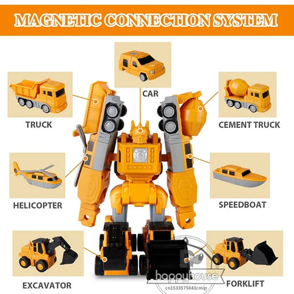 Magnetic Transforming Robot & Engineering Car Set for Kids