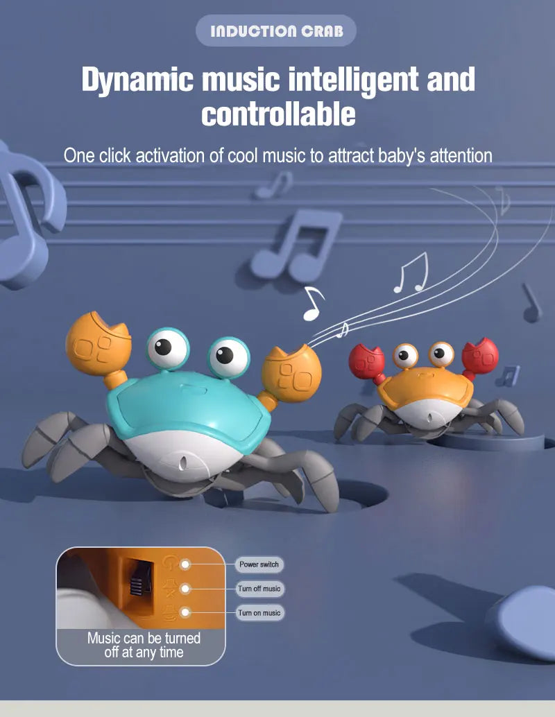 Interactive Crawling Crab Toy with Music and Obstacle Avoidance