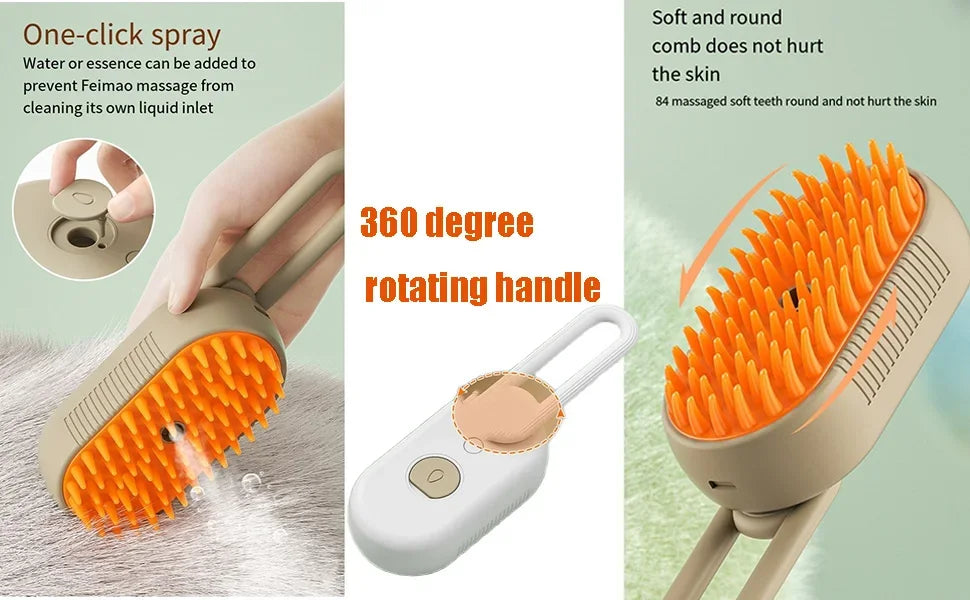 4-in-1 Steam Brush for Dogs and Cats - Pet Grooming & Hair Removal Tool