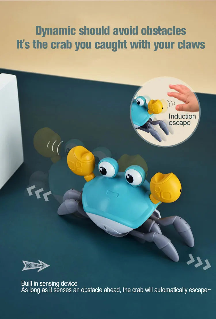 Interactive Crawling Crab Toy with Music and Obstacle Avoidance